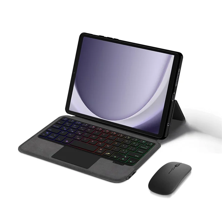 Custodia in pelle per Samsung Galaxy Tab A9 + Tastiera Bluetooth con touchpad e retroilluminazione