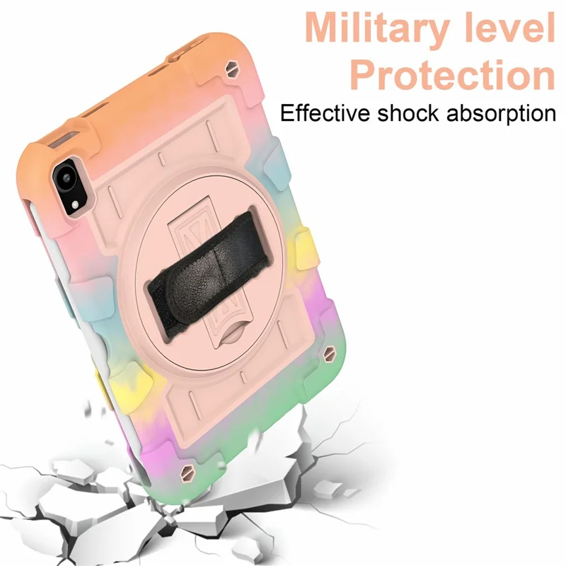 For iPad mini (2024) / mini (2021) Tablet Case TPU+PC Kickstand Cover with Shoulder Strap - Colorful Gold