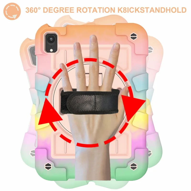 For iPad mini (2024) / mini (2021) Tablet Case TPU+PC Kickstand Cover with Shoulder Strap - Colorful Gold