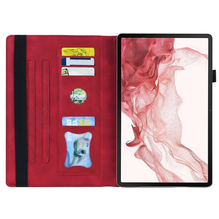 For Samsung Galaxy Tab S9 FE+ Tablet Case Wallet Stand Business Leather Cover - Red