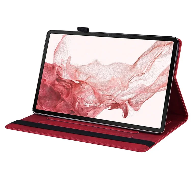 For Samsung Galaxy Tab S9 FE+ Tablet Case Wallet Stand Business Leather Cover - Red