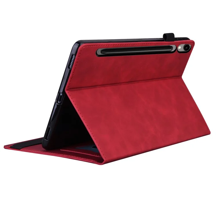 For Samsung Galaxy Tab S9 FE+ Tablet Case Wallet Stand Business Leather Cover - Red
