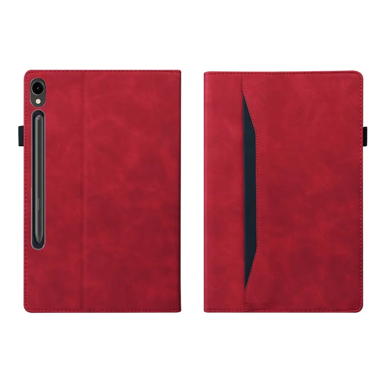 For Samsung Galaxy Tab S9 FE+ Tablet Case Wallet Stand Business Leather Cover - Red