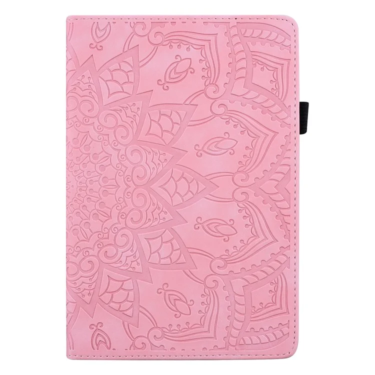 For Samsung Galaxy Tab S9 FE+ Tablet Case Card Slots Leather Cover Flower Pattern - Pink