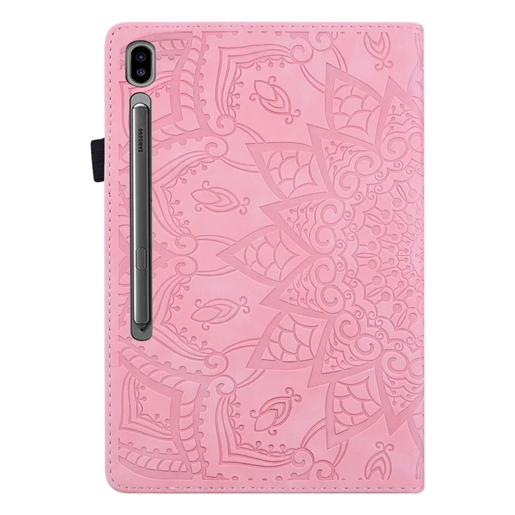 For Samsung Galaxy Tab S9 FE+ Tablet Case Card Slots Leather Cover Flower Pattern - Pink