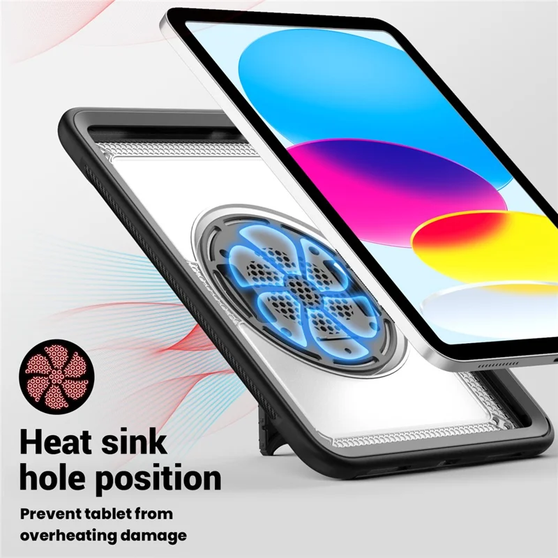 Tablet Case for iPad (2025) / 10.9 (2022) (A2696) Hand Strap Kickstand PC+TPU Cover Drop-Proof - Transparent