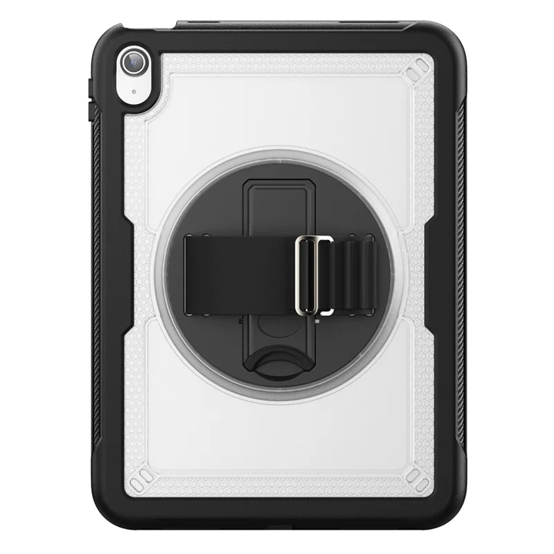 Tablet Case for iPad (2025) / 10.9 (2022) (A2696) Hand Strap Kickstand PC+TPU Cover Drop-Proof - Transparent