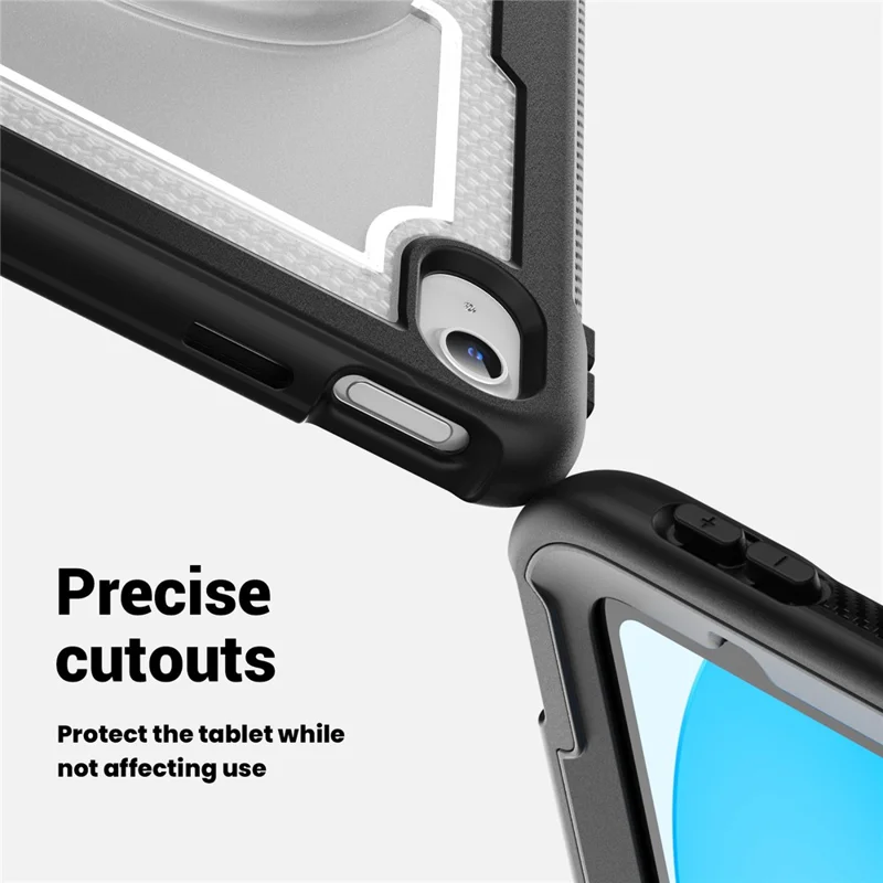 Tablet Case for iPad (2025) / 10.9 (2022) (A2696) Hand Strap Kickstand PC+TPU Cover Drop-Proof - Transparent