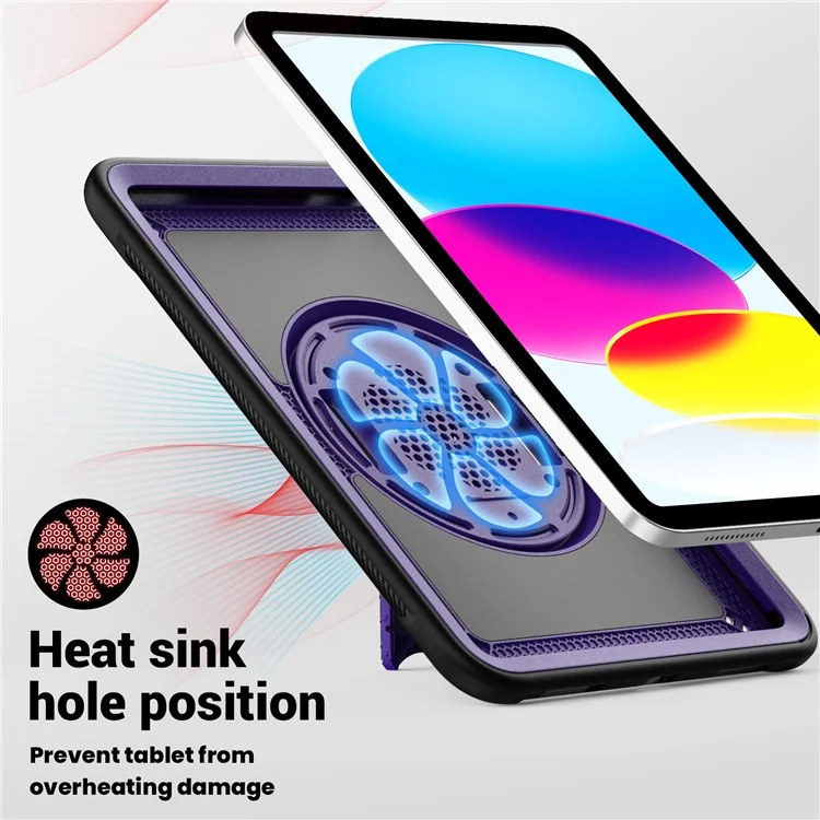 Case para Tablet para iPad 10.9 (2022) (A2696) com Alça de Mão, Suporte Dobrável, Capa de PC+TPU à Prova de Quedas - Roxo
