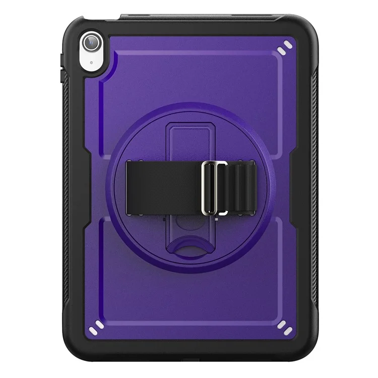 Case para Tablet para iPad 10.9 (2022) (A2696) com Alça de Mão, Suporte Dobrável, Capa de PC+TPU à Prova de Quedas - Roxo