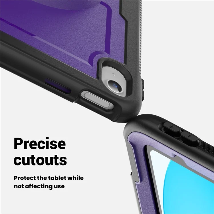 Case para Tablet para iPad 10.9 (2022) (A2696) com Alça de Mão, Suporte Dobrável, Capa de PC+TPU à Prova de Quedas - Roxo