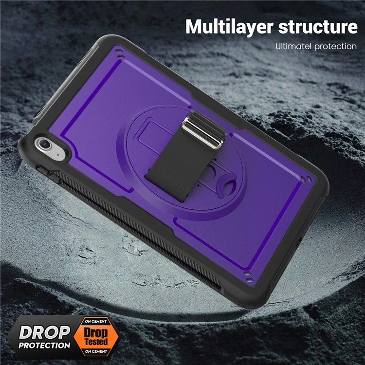 Case para Tablet para iPad 10.9 (2022) (A2696) com Alça de Mão, Suporte Dobrável, Capa de PC+TPU à Prova de Quedas - Roxo
