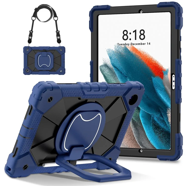 C3 для Samsung Galaxy Tab A8 10.5 (2021) / (2022) Чехол для планшета Silicone+PC с плечевым ремешком - Navy Blue+Black