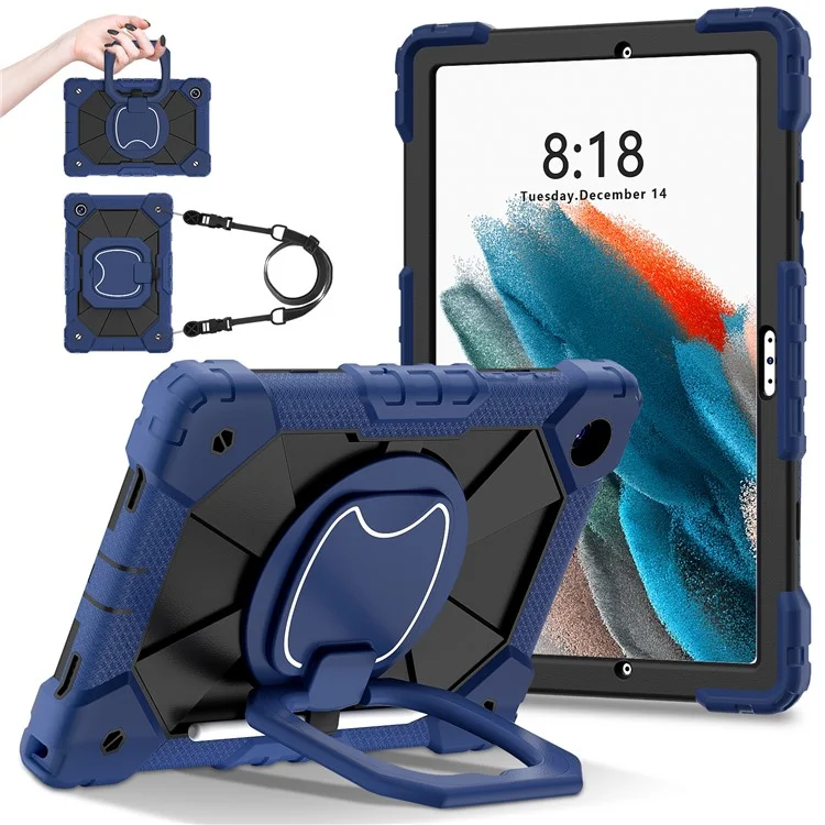 C3 для Samsung Galaxy Tab A8 10.5 (2021) / (2022) Чехол для планшета Silicone+PC с плечевым ремешком - Navy Blue+Black