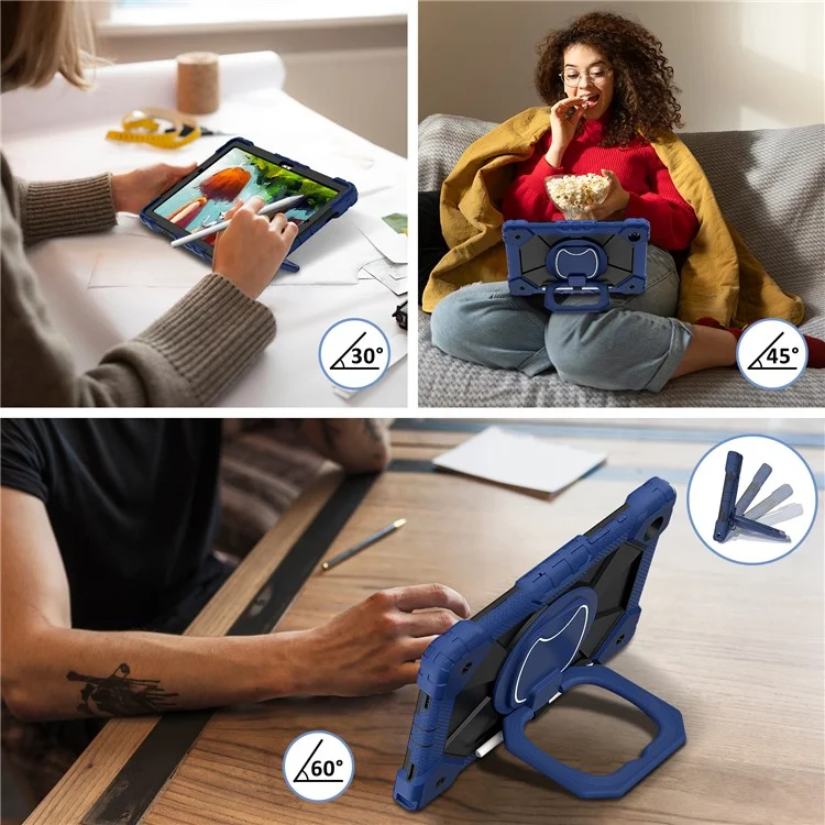 C3 для Samsung Galaxy Tab A8 10.5 (2021) / (2022) Чехол для планшета Silicone+PC с плечевым ремешком - Navy Blue+Black