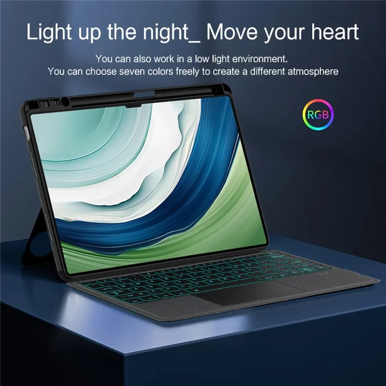 For Huawei MatePad Pro 13.2 Leather Case + Bluetooth-compatible Keyboard with Backlight Trackpad