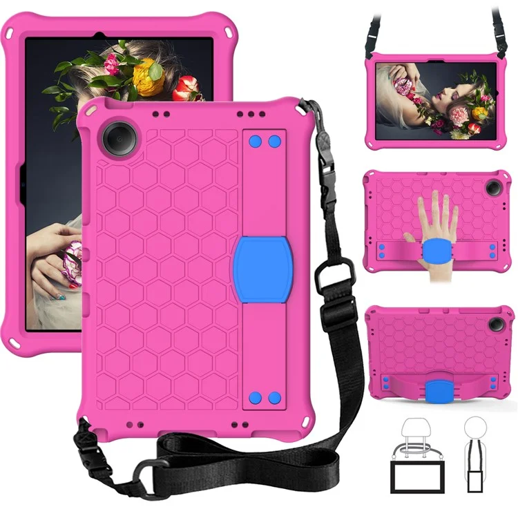 Für Xiaomi Redmi Pad SE Case Honeycomb Texture Kickstand EVA Protective Cover - Rose+Blue
