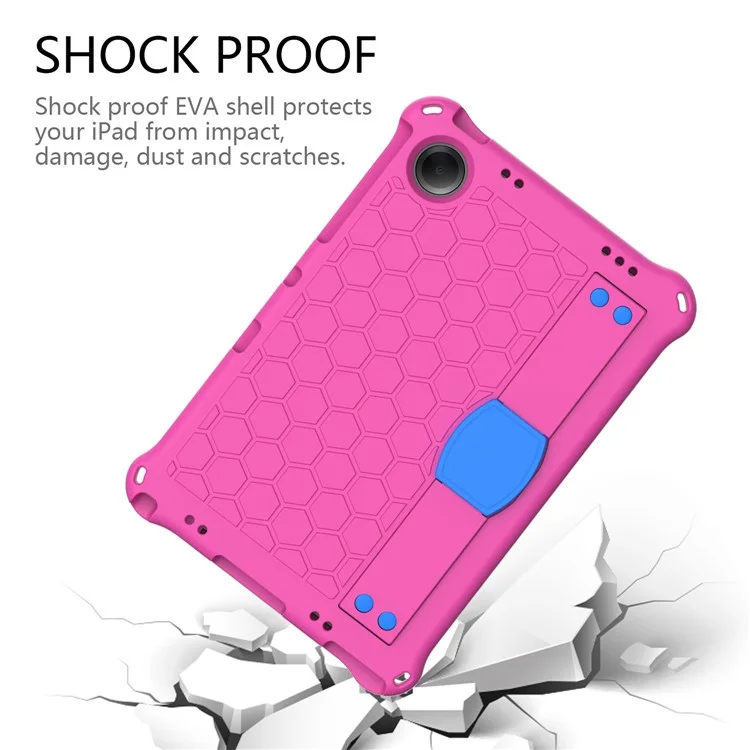 Für Xiaomi Redmi Pad SE Case Honeycomb Texture Kickstand EVA Protective Cover - Rose+Blue