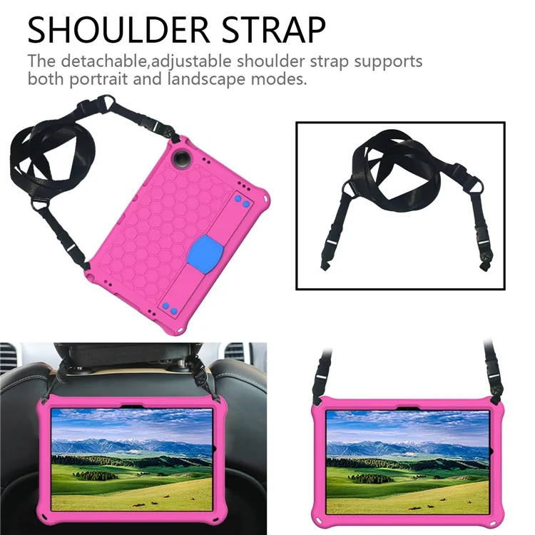 Für Xiaomi Redmi Pad SE Case Honeycomb Texture Kickstand EVA Protective Cover - Rose+Blue
