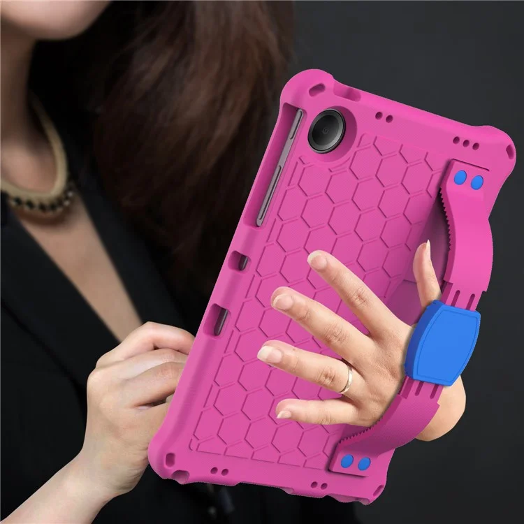 Für Xiaomi Redmi Pad SE Case Honeycomb Texture Kickstand EVA Protective Cover - Rose+Blue