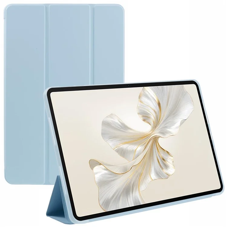 For Honor Pad 9 Case Anti-Scratch PU+Silicone Tri-fold Stand Tablet Cover - Baby Blue