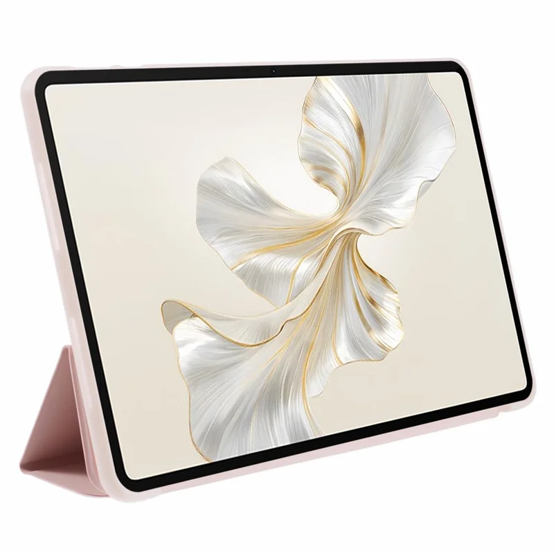 For Honor Pad 9 Case Anti-Scratch PU+Silicone Tri-fold Stand Tablet Cover - Pink