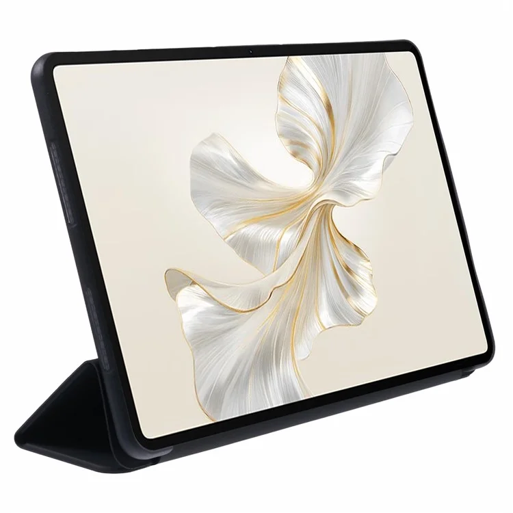 For Honor Pad 9 Case Anti-Scratch PU+Silicone Tri-fold Stand Tablet Cover - Black