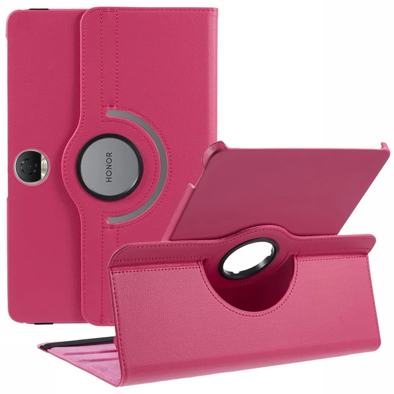For Honor Pad 9 Case Scratch-resistant PU Leather Tablet Cover with Rotating Stand - Rose
