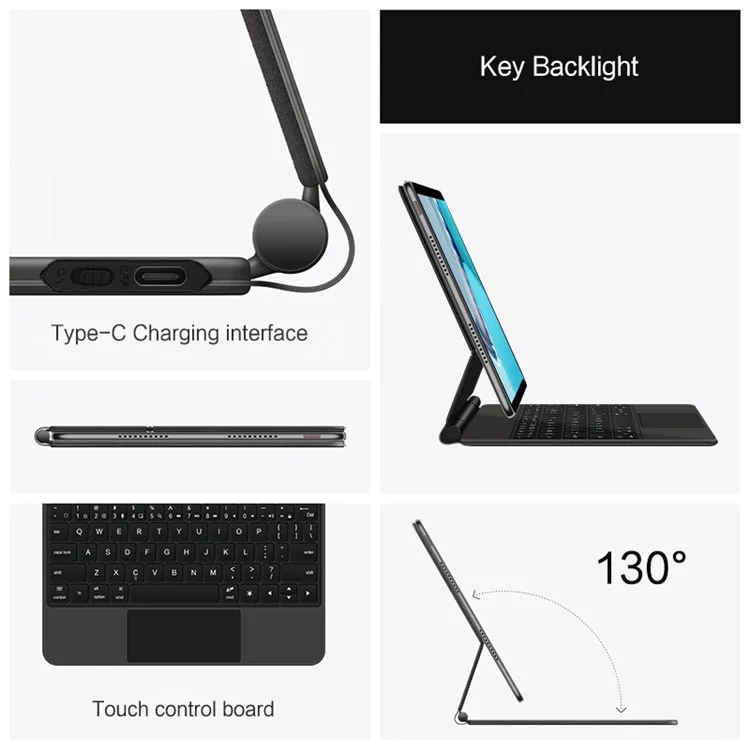 For Huawei MatePad 11 (2021) Magnetic Floating Bluetooth-compatible Keyboard + Leather Tablet Case