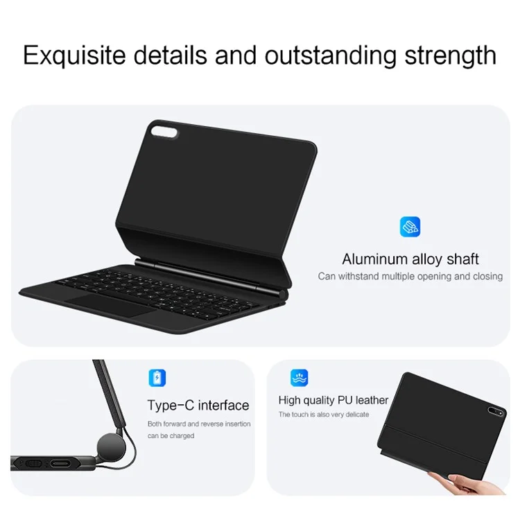 For Huawei MatePad 11 (2021) Magnetic Floating Bluetooth-compatible Keyboard + Leather Tablet Case