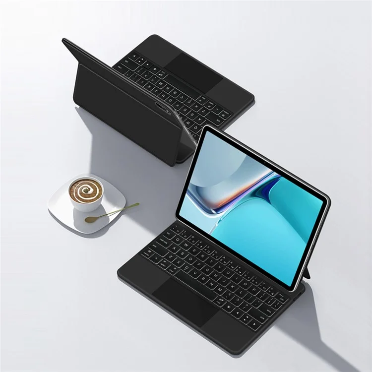 For Huawei MatePad 11 (2021) Magnetic Floating Bluetooth-compatible Keyboard + Leather Tablet Case