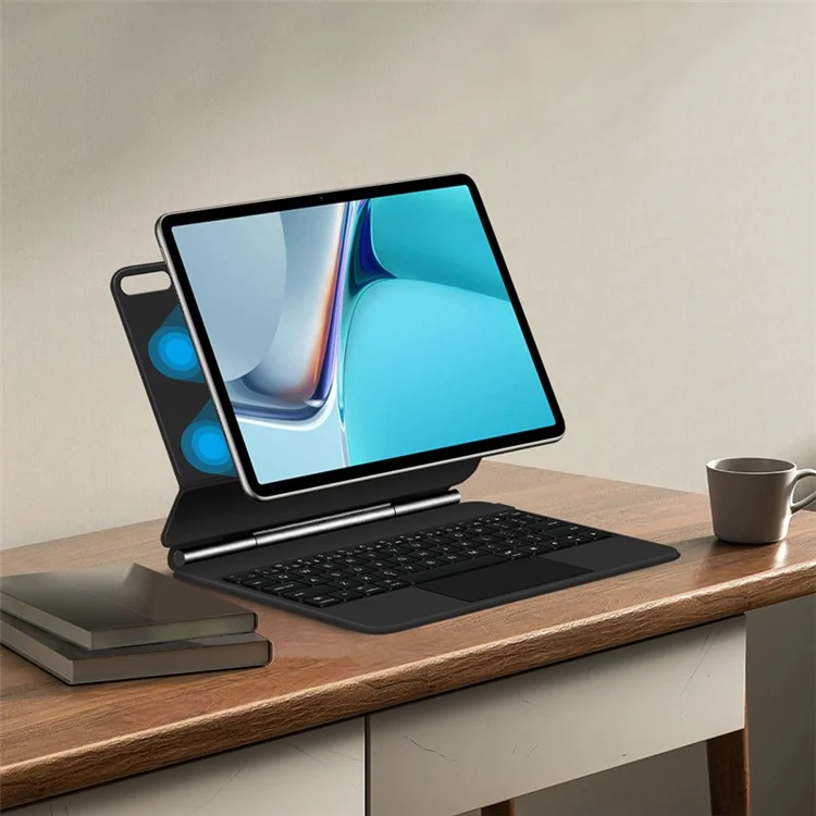 For Huawei MatePad 11 (2021) Magnetic Floating Bluetooth-compatible Keyboard + Leather Tablet Case