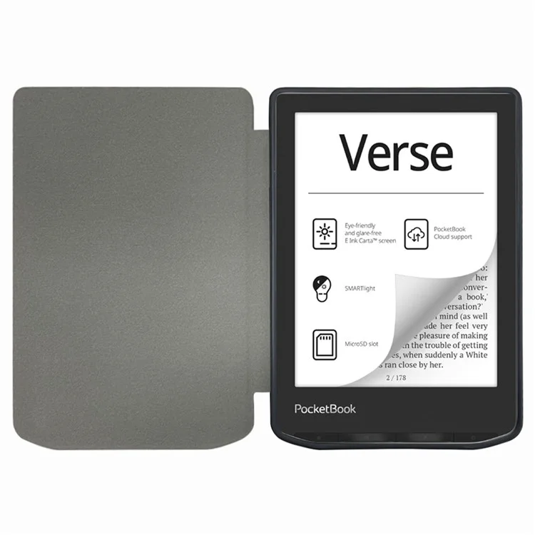 For PocketBook Verse Pro Leather Case E-Reader Auto Sleep / Wake Protective Cover - Black