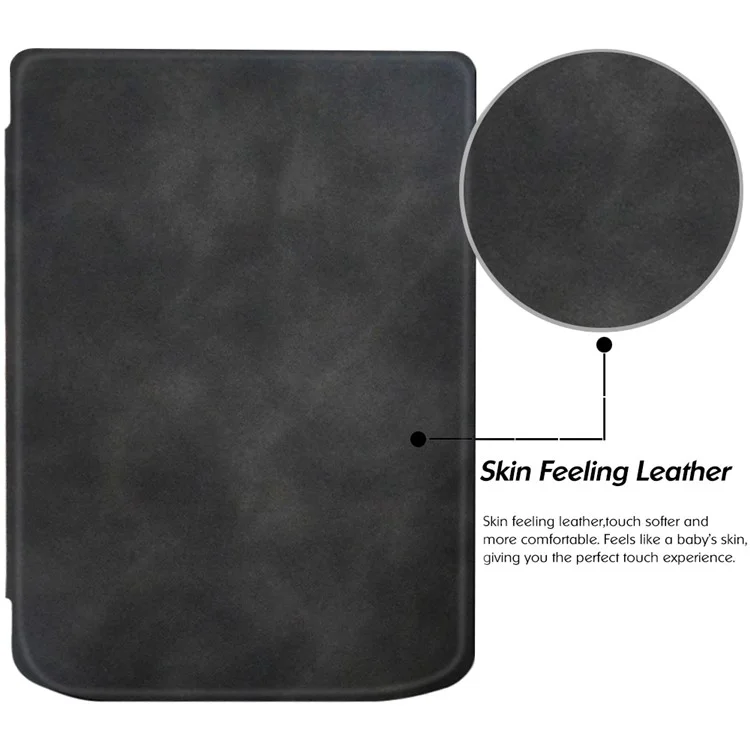 For PocketBook Verse Pro Leather Case E-Reader Auto Sleep / Wake Protective Cover - Black