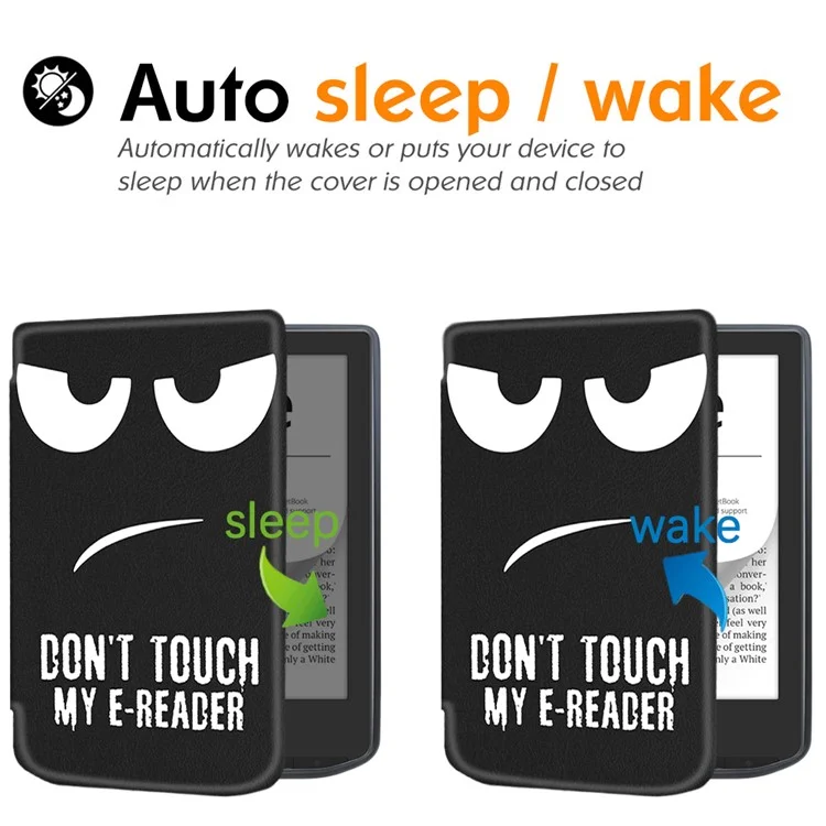 For PocketBook Verse Pro Leather Case E-Reader Cover with Auto Sleep / Wake - Don't Touch My E-Reader