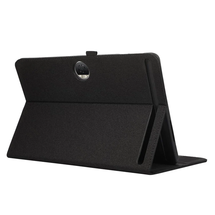 For Honor Pad 9 Leather Case Cloth Texture Tablet Cover Stand with Card Holder - Black