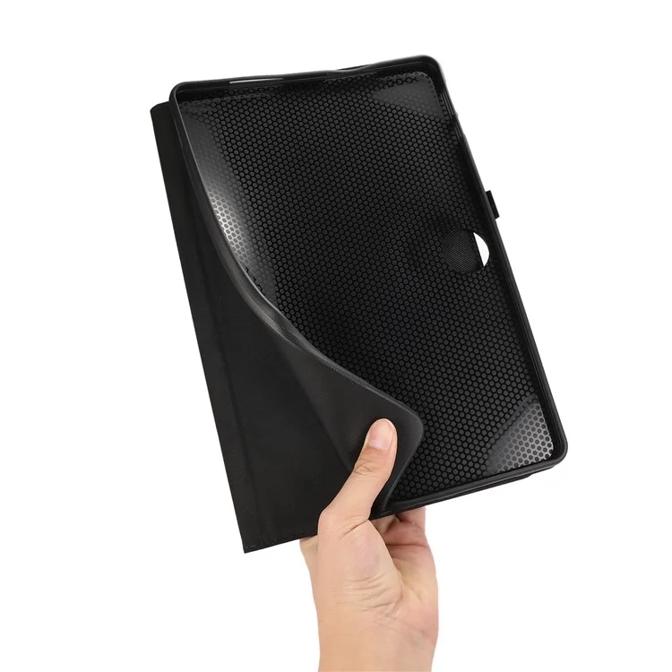 For Honor Pad 9 Leather Case Cloth Texture Tablet Cover Stand with Card Holder - Black