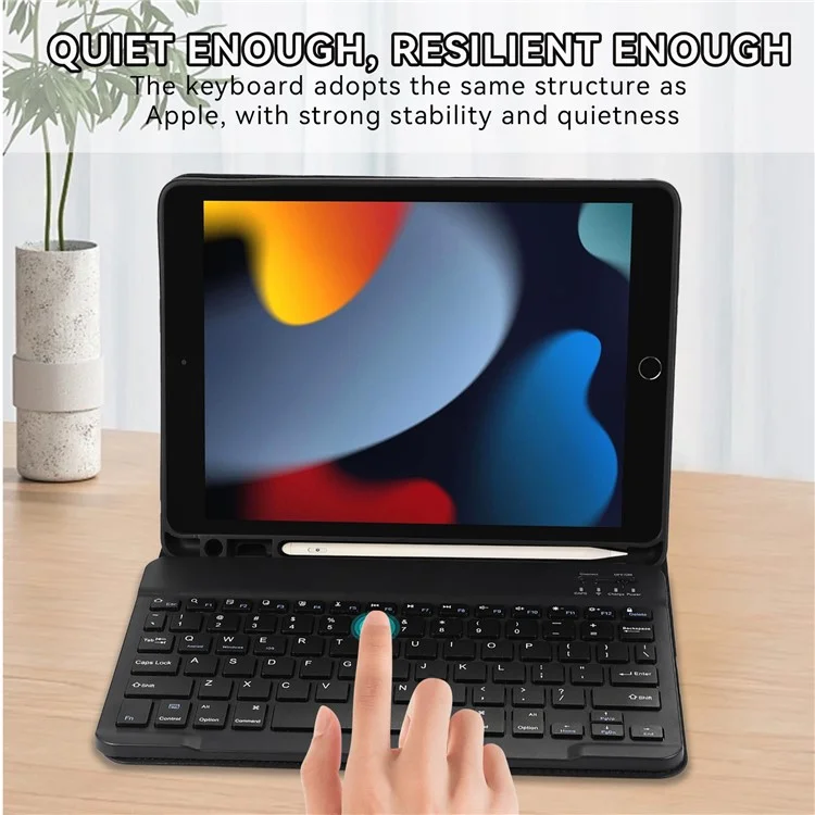 Für iPad Air (2013) / Air 2 / 9,7-Zoll (2017) / (2018) Bluetooth-Tastatur-Lederetui mit Stiftfach - Schwarz