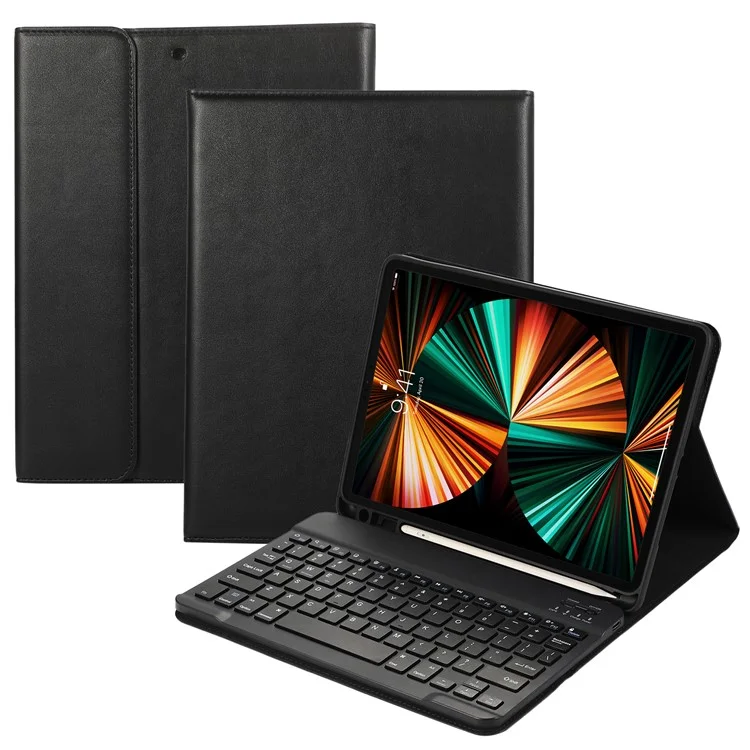 Für iPad Pro 12.9 (2022) / (2021) / (2020) / (2018) 2 in 1 Bluetooth-Tastatur Tablet-Hülle Lederständer - Schwarz