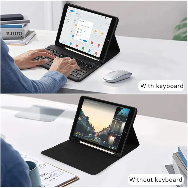 Für iPad Pro 12.9 (2022) / (2021) / (2020) / (2018) 2 in 1 Bluetooth-Tastatur Tablet-Hülle Lederständer - Schwarz