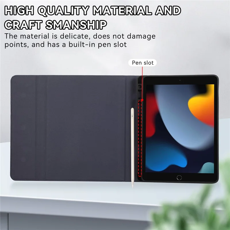For iPad 10.2 (2021)  /  (2020)  /  (2019) Leather Bluetooth-compatible Keyboard Case Stand with Pen Holder - Blue