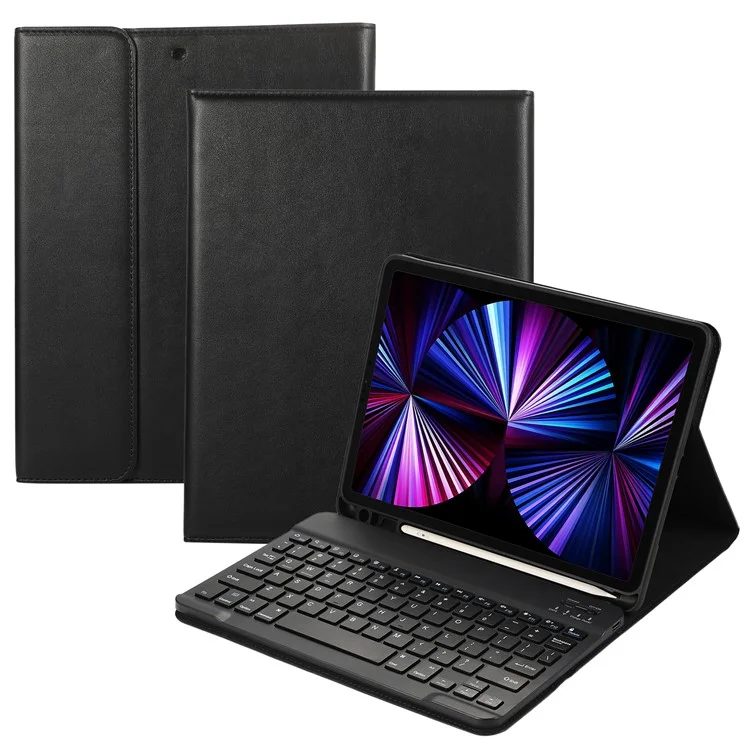 Per iPad Pro 11 (2022)  /  (2021)  /  (2020)  /  Air 11 (2024) / Air (2022) / (2020) 2 in 1 Bluetooth Keyboard Leather Stand Case - Nero