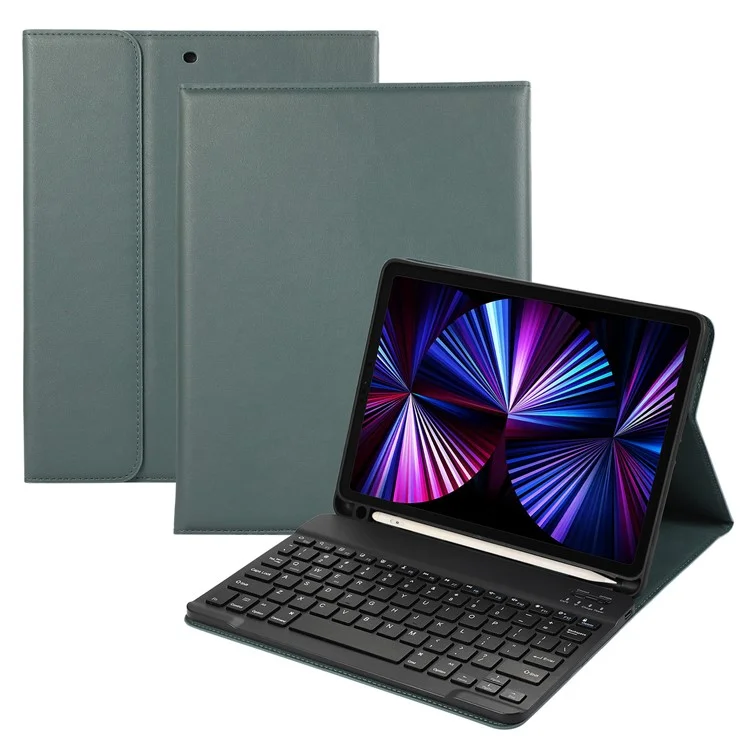 Per iPad Pro 11 (2022) / (2021) / (2020) / Air 11 (2024) / Air (2022) / (2020) 2 in 1 Custodia Tastiera Bluetooth in Pelle - Verde