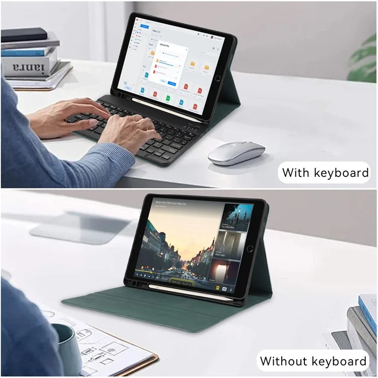 Per iPad Pro 11 (2022) / (2021) / (2020) / Air 11 (2024) / Air (2022) / (2020) 2 in 1 Custodia Tastiera Bluetooth in Pelle - Verde