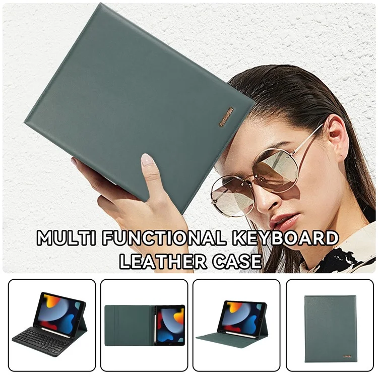 Per iPad Pro 11 (2022) / (2021) / (2020) / Air 11 (2024) / Air (2022) / (2020) 2 in 1 Custodia Tastiera Bluetooth in Pelle - Verde