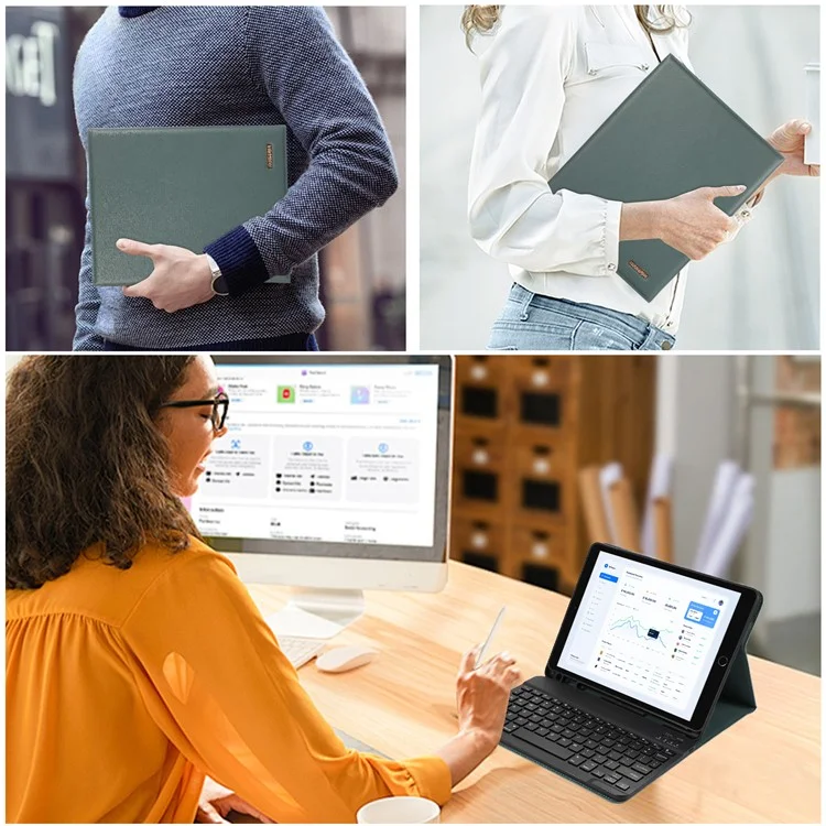 Per iPad Pro 11 (2022) / (2021) / (2020) / Air 11 (2024) / Air (2022) / (2020) 2 in 1 Custodia Tastiera Bluetooth in Pelle - Verde