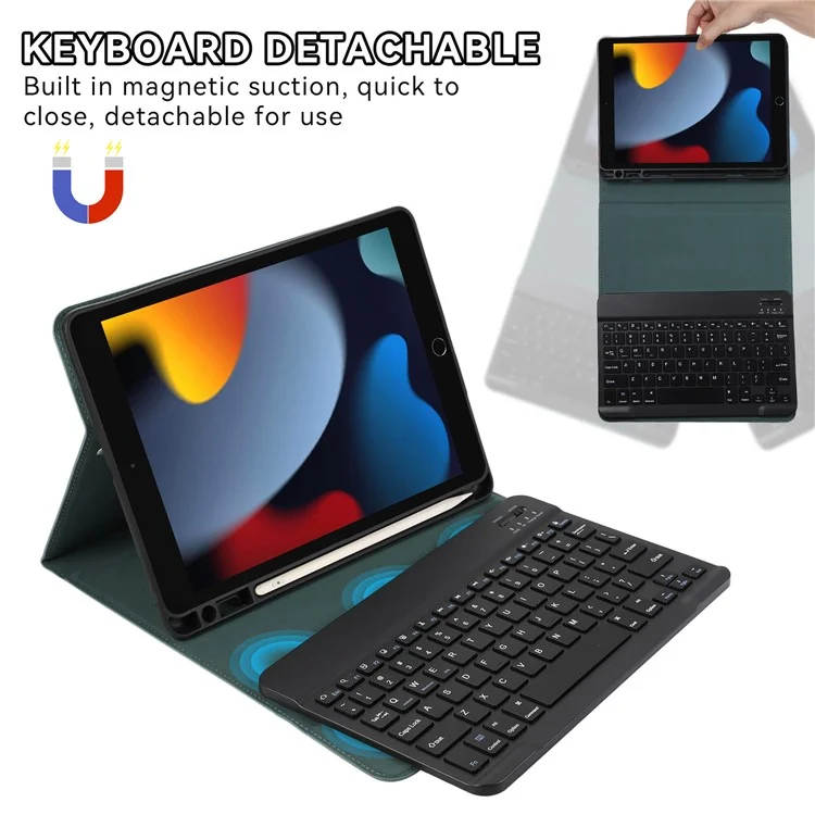 Per iPad Pro 11 (2022) / (2021) / (2020) / Air 11 (2024) / Air (2022) / (2020) 2 in 1 Custodia Tastiera Bluetooth in Pelle - Verde