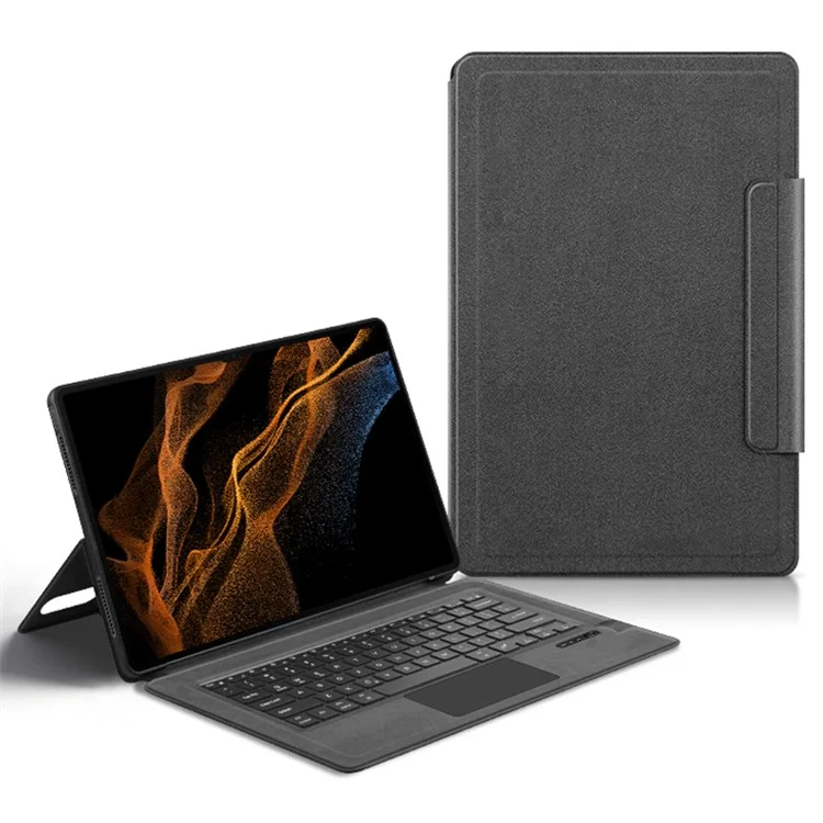 For Samsung Galaxy Tab S8 Ultra Leather Case Touchpad Bluetooth Keyboard with Backlit