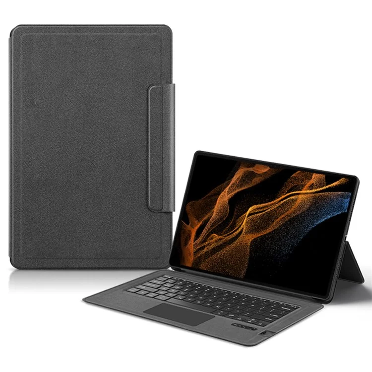 For Samsung Galaxy Tab S8 Ultra Leather Case Touchpad Bluetooth Keyboard with Backlit