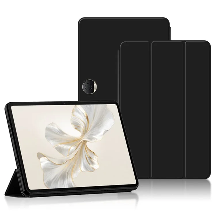 For Honor Pad 9 PU Leather Case Shockproof Trifold Stand Tablet Cover - Black